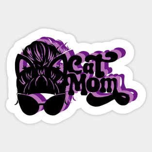 Retro Cool Cat Mom - violet Sticker